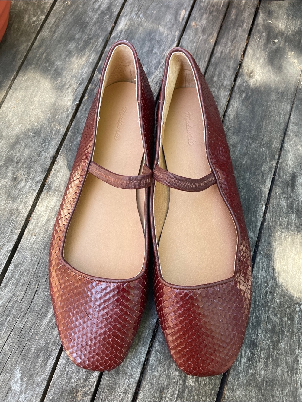 Madewell Women's Mary Jane Ballet Flats in Burgundy - Picture 2 of 6